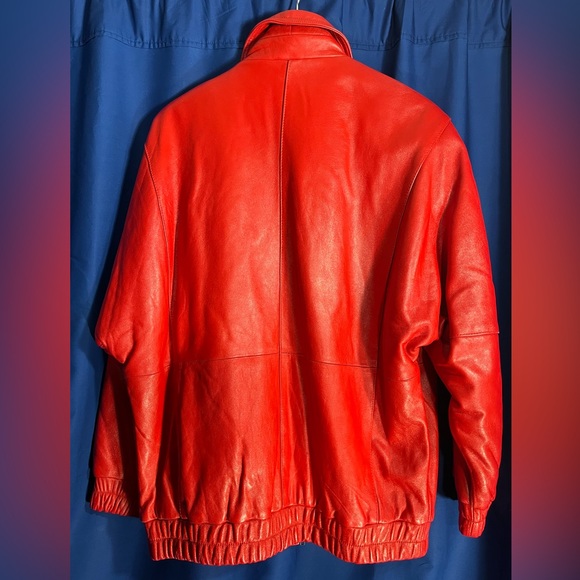 Red Georgetown Leather Design Vintage Bomber Style Leather Jacket-Men’s Small - Picture 4 of 12